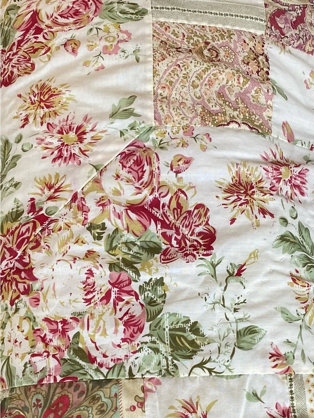 Vintage patchwork style comforter w/ sham floral Queen